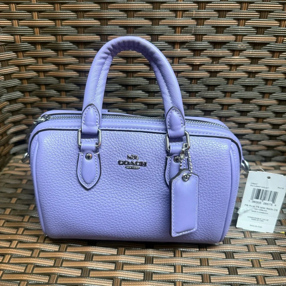 Coach Mini Rowan Women's Crossbody Sliver/Light Violet CR247 - Picture 5 of 8